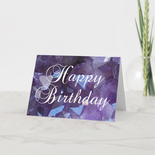 Carte Améthyste violet Février Birthstone Joyeux Anniver (Devant)