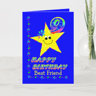 Carte Ami 9e Anniversaire Étoiles pour filles