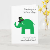 Carte Ami à la St. Patrick's Day Cute Green Elephant (Fleur jaune)