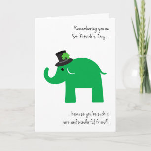 Carte Ami à la St. Patrick's Day Cute Green Elephant