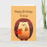 Carte Ami amoureux Anniversaire Cute Hedgehog Animal<br><div class="desc">Joyeux Anniversaire à mon amoureux avec un mignon petit hérisson de jardin avec un bouquet de fleurs et une canette d'arrosage.  Grande carte d'anniversaire pour tous ceux qui aiment Hedgehogs</div>
