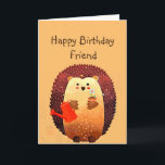 Carte Ami amoureux Anniversaire Cute Hedgehog Animal<br><div class="desc">Joyeux Anniversaire à mon amoureux avec un mignon petit hérisson de jardin avec un bouquet de fleurs et une canette d'arrosage.  Grande carte d'anniversaire pour tous ceux qui aiment Hedgehogs</div>