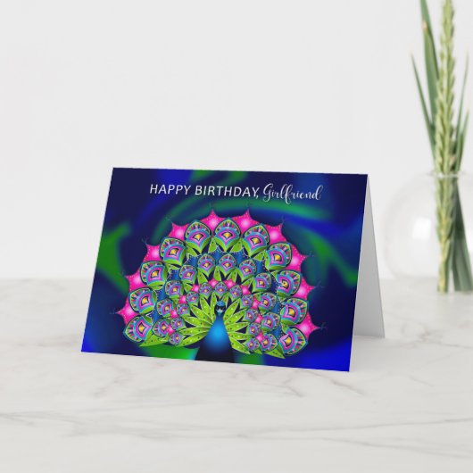 Carte Ami Anniversaire Belle Peacock coloré (Devant)