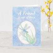 Carte Ami Anniversaire Bleu Dragonfly Aquarelle Art (Fleur jaune)