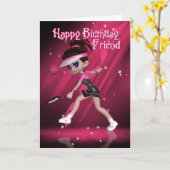 Carte Ami Anniversaire - Tennis (Fleur jaune)