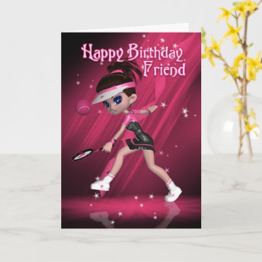 Carte Ami Anniversaire - Tennis (Fleur jaune)