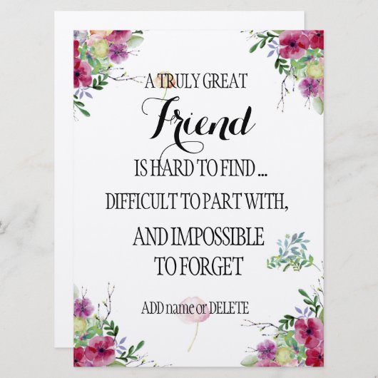 Carte Ami Bestie Merci Appréciation Cadeau (Devant / Derrière)