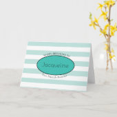 Carte Ami BFF Anniversaire Turquoise Stripe Feminine Chi (Fleur jaune)