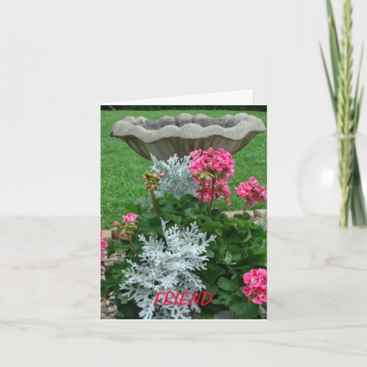 Carte Ami, Birthbath et floral (Devant)