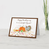 Carte Ami Bon thanksgiving Citrouille Et Turquie (Devant)