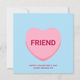 Carte Ami conversation bleue coeur Saint Valentin