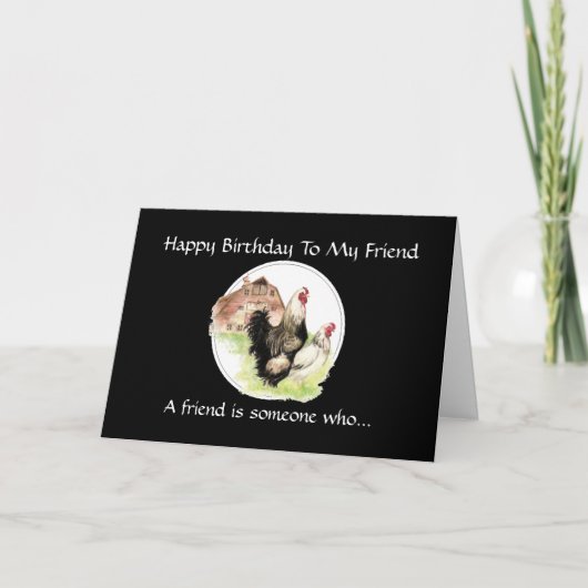 Carte Ami d'anniversaire amusant - Paysage de poulet de (Devant)