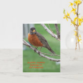 Carte Ami d'anniversaire, Robin & Cake (Fleur jaune)