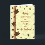 Carte Ami d'automne et anniversaire de son mari<br><div class="desc">Joyeuse carte d'anniversaire mariage pour l'ami et son mari avec l'automne laisse motif,  et verset sincère.</div>