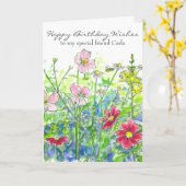 Carte Ami de joyeux anniversaire de fleur d'aquarelle de (Fleur jaune)