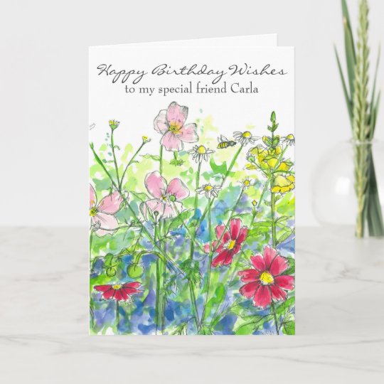 Carte Ami De Joyeux Anniversaire De Fleur D Aquarelle De Zazzle Be