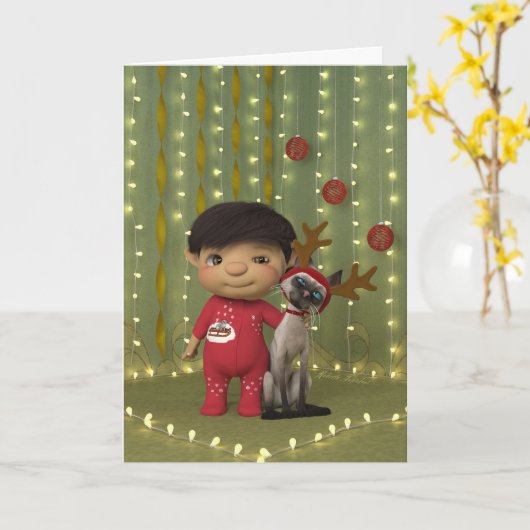 Carte Ami de marionnettes de Noël (Fleur jaune)