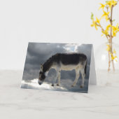 Carte Ami d'esprit animal d'âne dans le ciel - blanc (Fleur jaune)