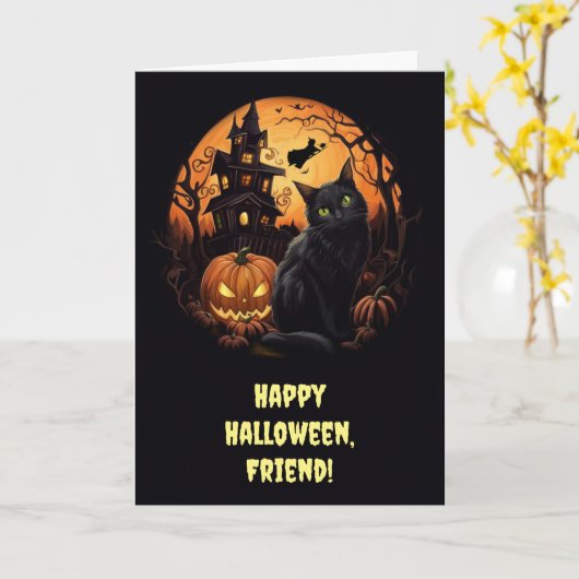 Carte Ami Halloween joyeux mignonne et personnalisable (Fleur jaune)