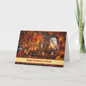 Carte Ami Happy Halloween avec belle chouette (Devant)