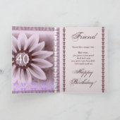 Carte AMI - Joyeux 40e anniversaire - Fleur LAVENDER (Intérieur)