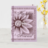 Carte AMI - Joyeux 60e anniversaire - Fleur LAVENDER (Fleur jaune)