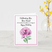 Carte Ami Joyeux Août Anniversaire Purple Poppy (Fleur jaune)