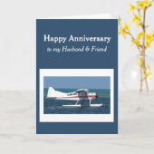 Carte Ami Mari Anniversaire Petit Avion Bush (Fleur jaune)