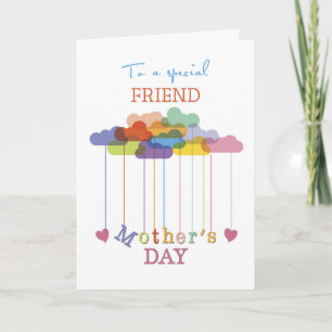 Carte Ami, mignonne fête des mères Arc-en-ciel nuages Co