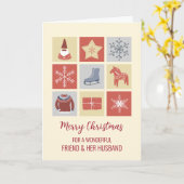 Carte Ami moderne et son mari Joyeux Noël (Fleur jaune)