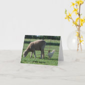 Carte Ami, mouton et poulet (Fleur jaune)