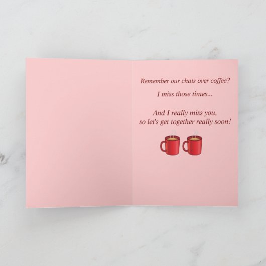 Carte Ami : Mug de café rouge (Intérieur)