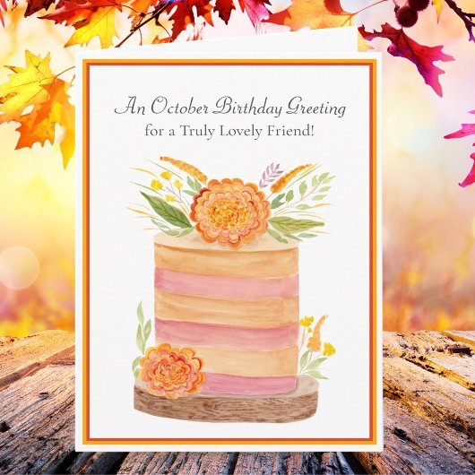 Carte Ami Octobre Anniversaire Marigolds sur Gâteau