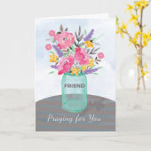 Carte Ami priant pour vous Foi en fleurs dans un pot Mas (Fleur jaune)