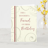 Carte Ami rouge et beige Anniversaire (Fleur jaune)