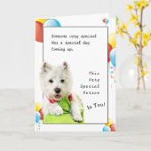 Carte Ami spécial de joyeux anniversaire avec un Westie (Fleur jaune)