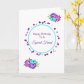 Carte Ami Spécial Joyeux Anniversaire Floral (Fleur jaune)