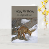 Carte Ami Spécial Merveilleux Anniversaire Fox Animal (Fleur jaune)