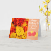 Carte Ami spécial Rose Orange (Fleur jaune)