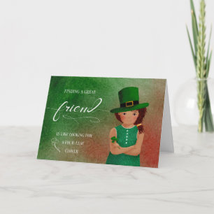 Carte Ami St Patrick's Day Petite fille Leprechaun