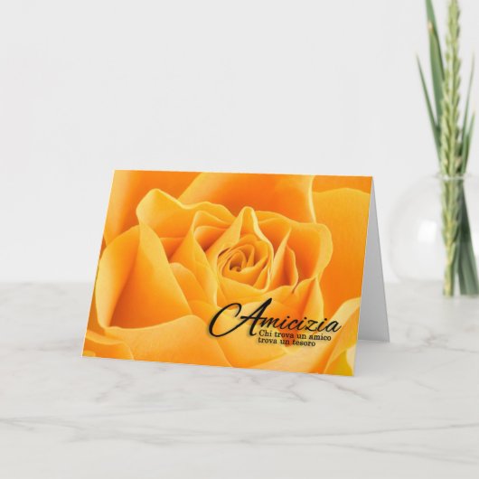Carte Amicizia Amitié Italienne Langue Rose Jaune (Devant)