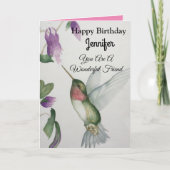 Carte Amie Merveilleuse Joyeux Anniversaire Joli Colibri (Devant)