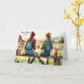 Carte Amies au ranch pour l'anniversaire (Fleur jaune)
