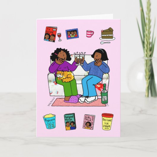 Carte Amis Africaines Américaines Anniversaire Soirée Am (Devant)