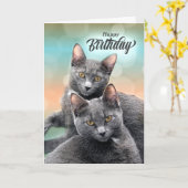 Carte Amis Anniversaire Gris Chats pour l'Amoureux des c (Fleur jaune)