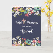 Carte Amis Bénédiction de Pâques de Fleurs Christ ressus (Fleur jaune)