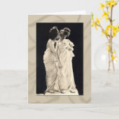 Carte Amis chuchotant des secrets Image victorienne (Fleur jaune)