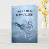 Carte Amis d'anniversaire Collez la pieuvre sur votre vi (Fleur jaune)