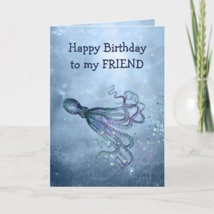 Carte Amis d'anniversaire Collez la pieuvre sur votre vi