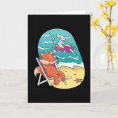 Carte Amis de la plage renard et lapin (Fleur jaune)